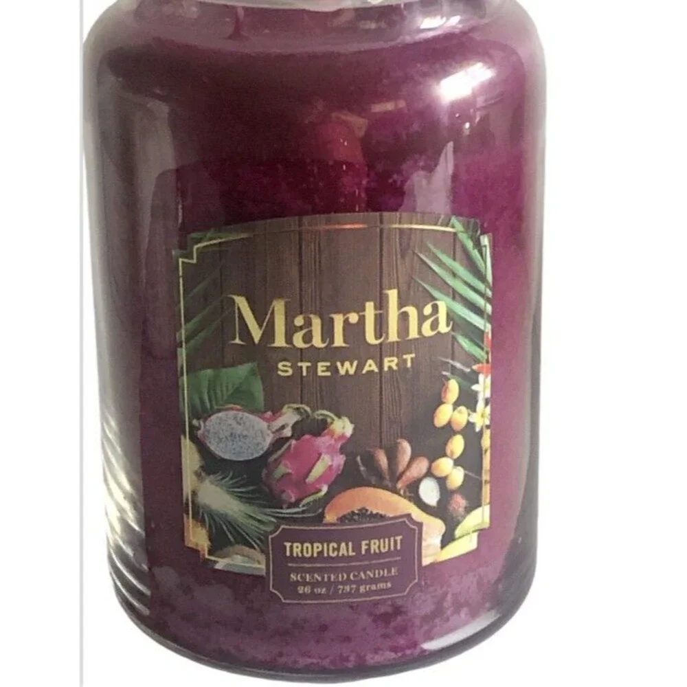 Martha Stewart Tropical Fruit Large Glass Jar Candle 26 Oz Purple Brand New